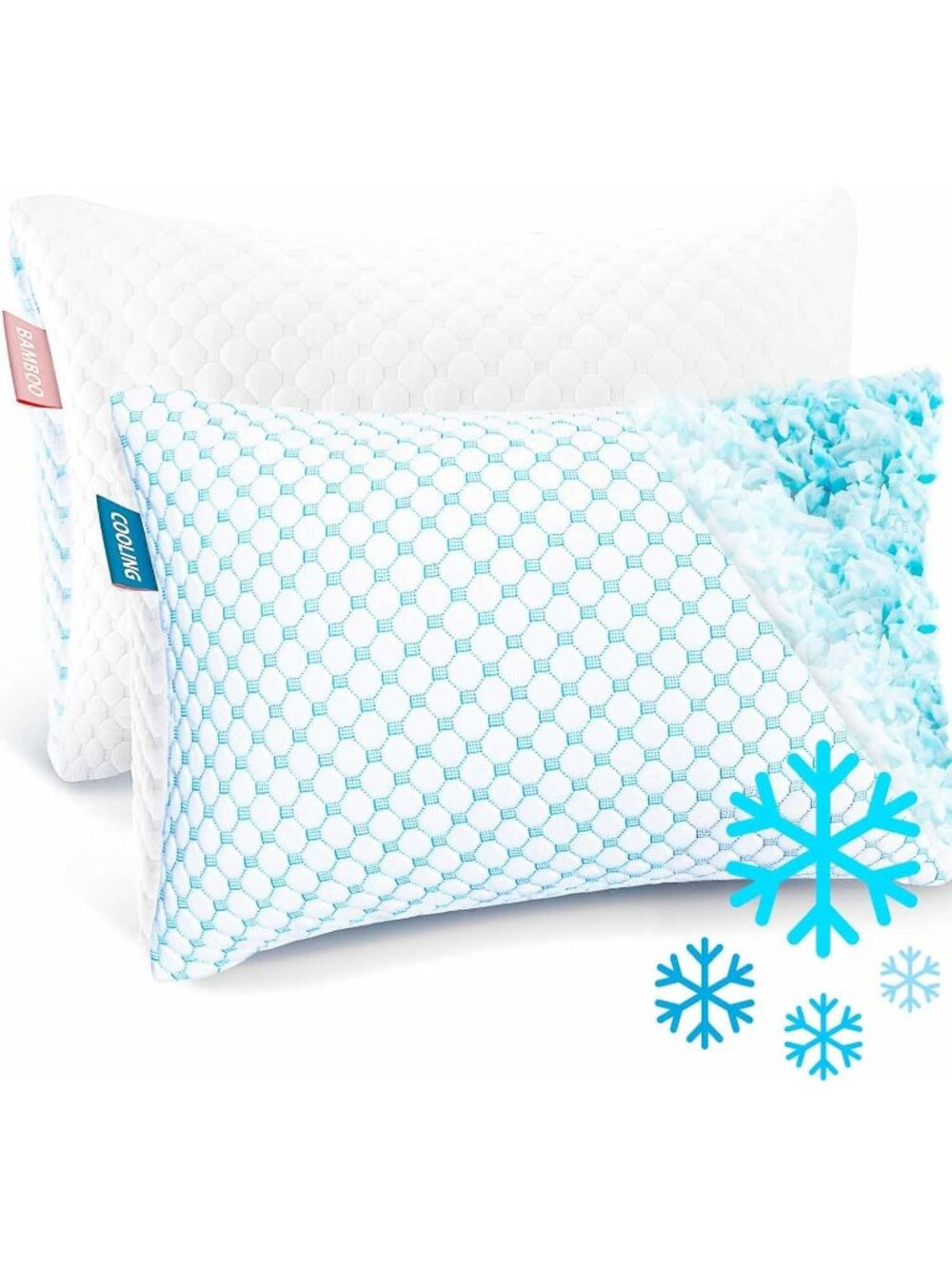 〽️Cooling Pillows for Sleeping Luxury Shredded Memory Foam Pillows Queen Set 2